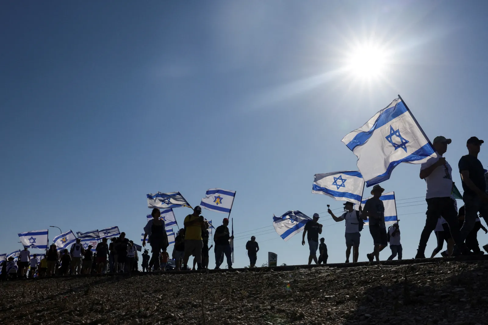 Protesters demanding an investigation of Israeli failures leading to Hamas’s October 7 attack, southern Israel, July 2024 