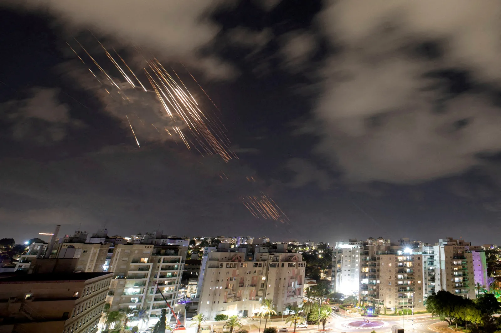 Israel’s Iron Dome intercepting Iranian rockets, Ashkelon, Israel, October 2024 